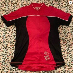 Canari cycling jersey - Bright Pink & Black with Flower Accents - S/M